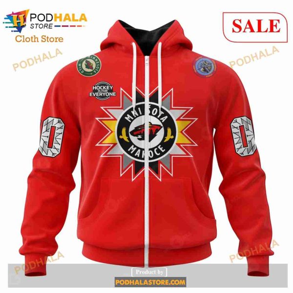 Custom Minnesota Wild Native American Heritage 2023 NHL Hoodie 3D