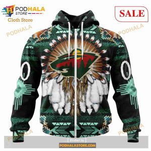 Custom Minnesota Wild Native Costume Sweatshirt Nhl Hoodie 3d 2