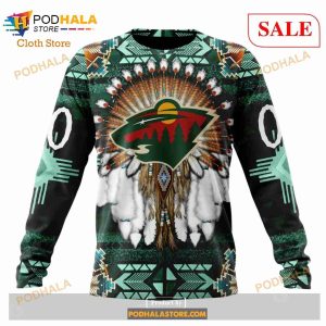 Custom Minnesota Wild Native Costume Sweatshirt Nhl Hoodie 3d 4