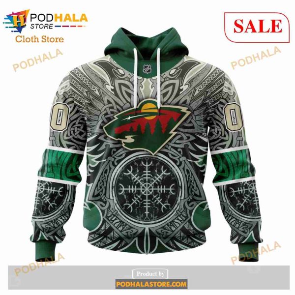 Custom Minnesota Wild Norse Viking Symbols Sweatshirt NHL Hoodie 3D