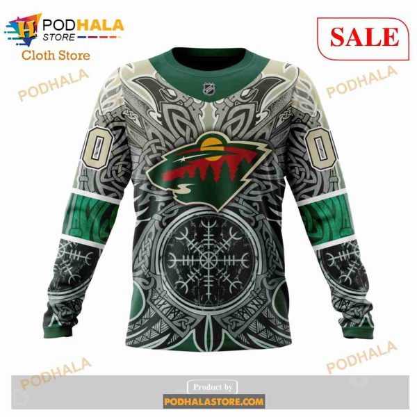 Custom Minnesota Wild Norse Viking Symbols Sweatshirt NHL Hoodie 3D