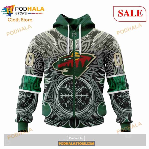 Custom Minnesota Wild Norse Viking Symbols Sweatshirt NHL Hoodie 3D