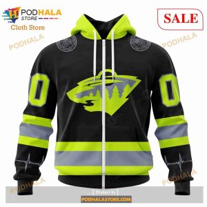Custom Minnesota Wild Unisex Firefighter Uniforms Color Nhl Hoodie 3d 2