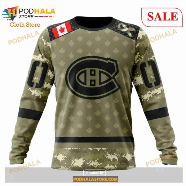 Custom Montreal Canadiens Camo Military Appreciation NHL Hoodie 3D