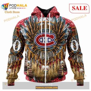 Custom Montreal Canadiens Native Costume Design Nhl Hoodie 3d 2