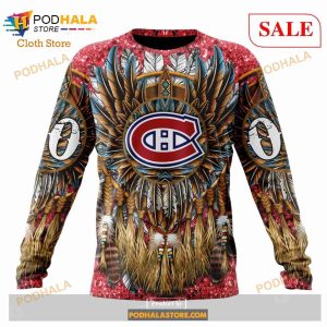 Custom Montreal Canadiens Native Costume Design Nhl Hoodie 3d 4