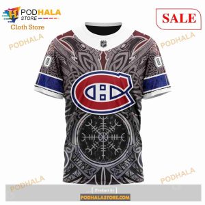 Custom Montreal Canadiens Norse Viking Symbols Nhl Hoodie 3d 5