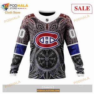 Custom Montreal Canadiens Norse Viking Symbols Nhl Hoodie 3d 6