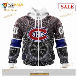 Custom Montreal Canadiens Norse Viking Symbols Nhl Hoodie 3d 7