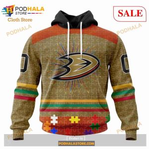 Custom NHL Anaheim Ducks Fearless Aganst Autism Shirt Hoodie 3D