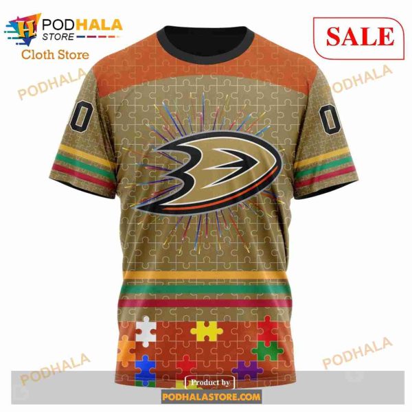 Custom NHL Anaheim Ducks Fearless Aganst Autism Shirt Hoodie 3D