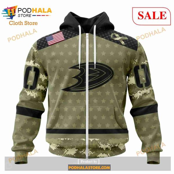 Custom NHL Anaheim Ducks Special Camo Military Appreciation Shirt Hoodie 3D