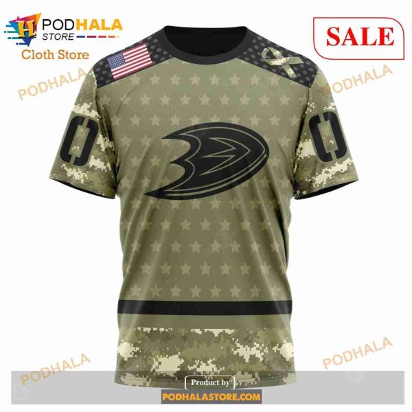 Custom NHL Anaheim Ducks Special Camo Military Appreciation Shirt Hoodie 3D
