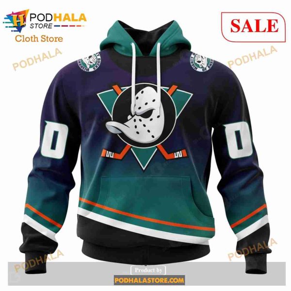 Custom NHL Anaheim Ducks Special Retro Gradient Design Shirt Hoodie 3D