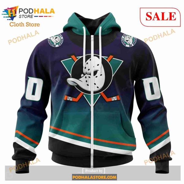 Custom NHL Anaheim Ducks Special Retro Gradient Design Shirt Hoodie 3D