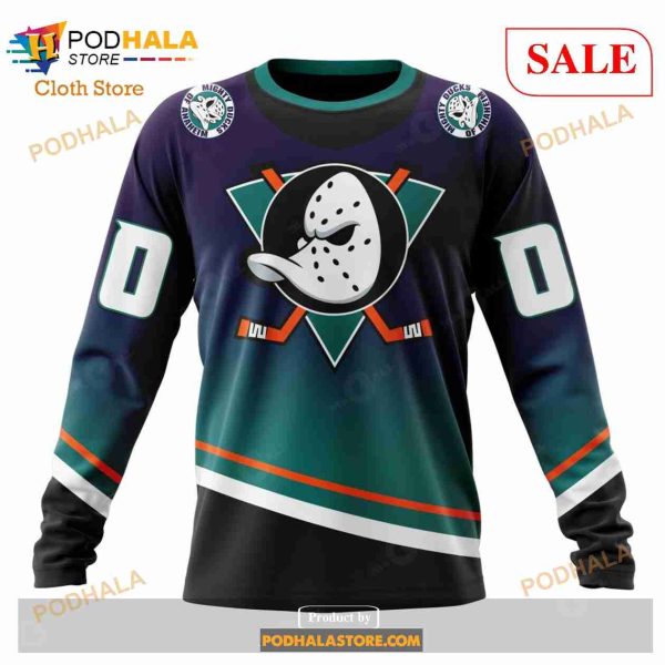 Custom NHL Anaheim Ducks Special Retro Gradient Design Shirt Hoodie 3D