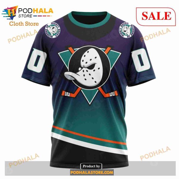 Custom NHL Anaheim Ducks Special Retro Gradient Design Shirt Hoodie 3D