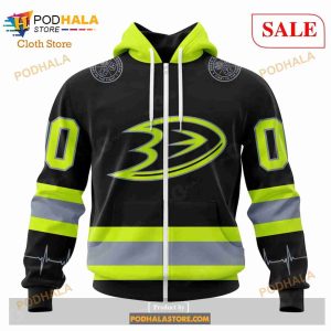 Custom NHL Anaheim Ducks Unisex With Firefighter Uniforms Color Shirt Hoodie 3d 2