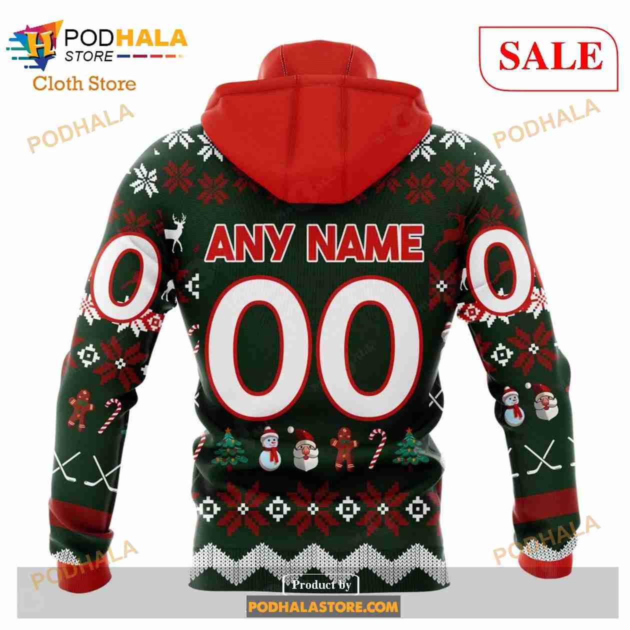 NHL Arizona Coyotes Christmas Is Coming Santa Claus 3D Hoodie Custom Name  And Number