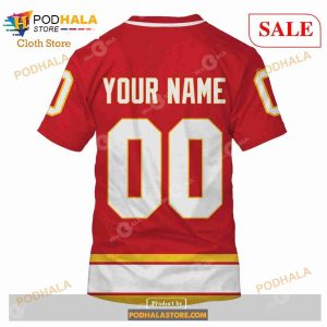 Custom NHL Atlanta Flames Calgary Flames 70s Vintage Home Shirt Hoodie 3d 6