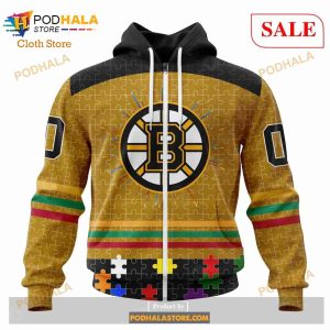 Custom NHL Boston Bruins Fearless Aganst Autism Shirt Hoodie 3d 2