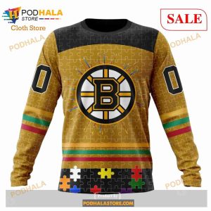Custom NHL Boston Bruins Fearless Aganst Autism Shirt Hoodie 3d 6