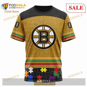 Custom NHL Boston Bruins Fearless Aganst Autism Shirt Hoodie 3d 8