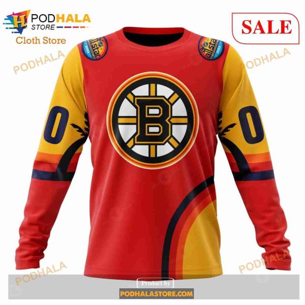 Custom NHL Boston Bruins Special ALL Star Game Design With Florida Sunset Shirt Hoodie 3D