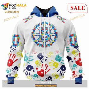 Custom NHL Boston Bruins Special Autism Awareness Design Shirt Hoodie 3d 2