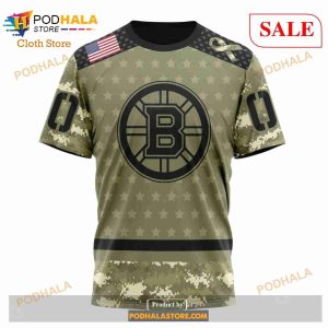 Custom NHL Boston Bruins Special Camo Military Appreciation Shirt Hoodie 3d 8