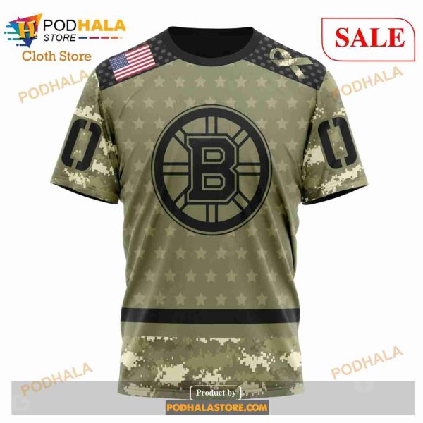 Custom NHL Boston Bruins Special Camo Military Appreciation Shirt Hoodie 3D