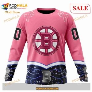 Custom NHL Boston Bruins Unisex For Hockey Fights Cancer Shirt Hoodie 3d 6