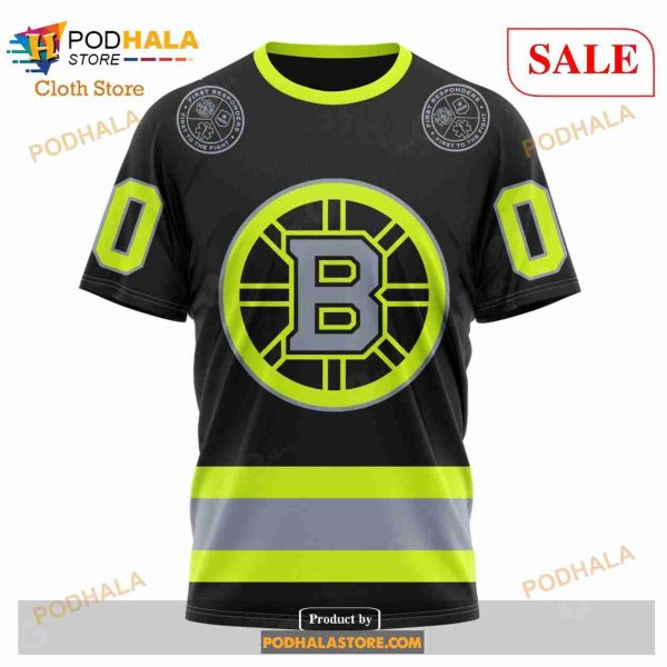 Custom NHL Boston Bruins Unisex With FireFighter Uniforms Color Shirt Hoodie 3D