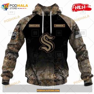 Custom NHL Seattle Kraken Hunting Camouflage Design Sweatshirt Hoodie 3d 2