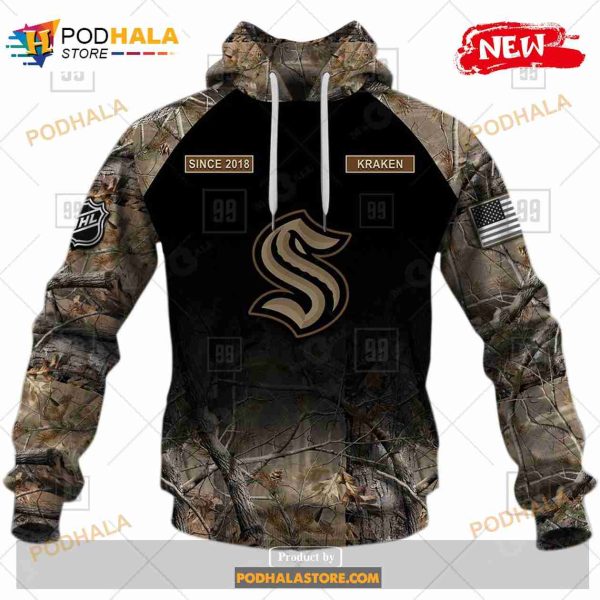 Custom NHL Seattle Kraken Hunting Camouflage Design Sweatshirt Hoodie 3D