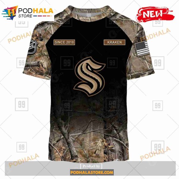 Custom NHL Seattle Kraken Hunting Camouflage Design Sweatshirt Hoodie 3D