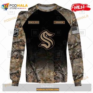 Custom NHL Seattle Kraken Hunting Camouflage Design Sweatshirt Hoodie 3d 4
