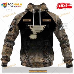 Custom NHL St Louis Blues Hunting Camouflage Design Sweatshirt Hoodie 3D 2
