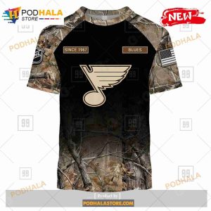 Custom NHL St Louis Blues Hunting Camouflage Design Sweatshirt Hoodie 3D 3