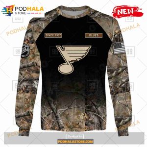 Custom NHL St Louis Blues Hunting Camouflage Design Sweatshirt Hoodie 3D 4