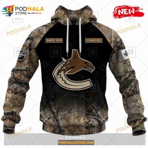 Custom NHL Vancouver Canucks Hunting Camouflage Design Sweatshirt Hoodie 3d 2