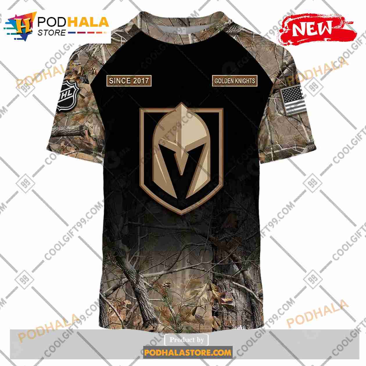 Custom NHL Vegas Golden Knights Hunting Camouflage Design Sweatshirt Hoodie  3D - Bring Your Ideas, Thoughts And Imaginations Into Reality Today