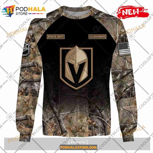 Custom NHL Vegas Golden Knights Hunting Camouflage Design Sweatshirt Hoodie 3D