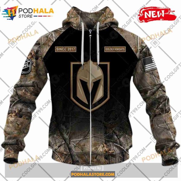 Custom NHL Vegas Golden Knights Hunting Camouflage Design Sweatshirt Hoodie 3D