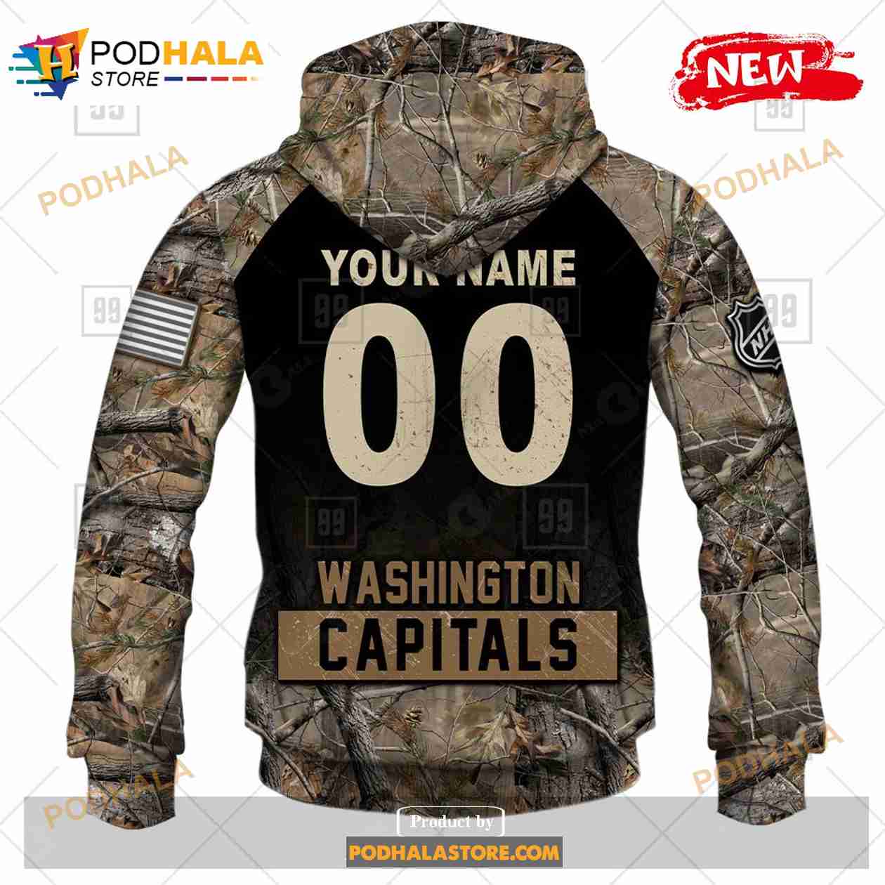 NHL Washington Capitals Custom Name Number Military Jersey Camo Fleece Oodie