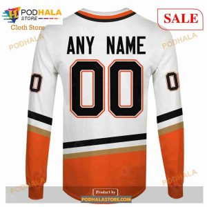 NHL Anaheim Ducks Custom Name Number White Orange Reverse Retro