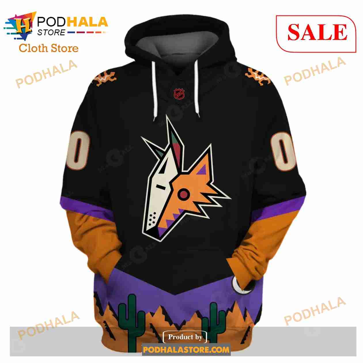 Personalized Phoenix Coyotes Arizona Coyotes 90s Vintage Away Jersey 3D  Hoodie