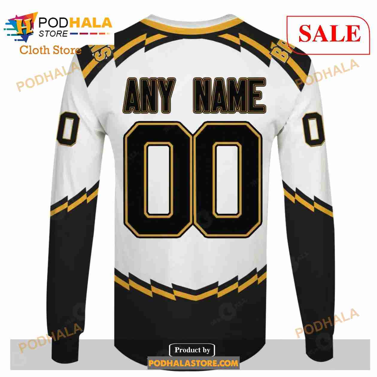 Custom Boston Bruins Hockey Jersey Name and Number Black
