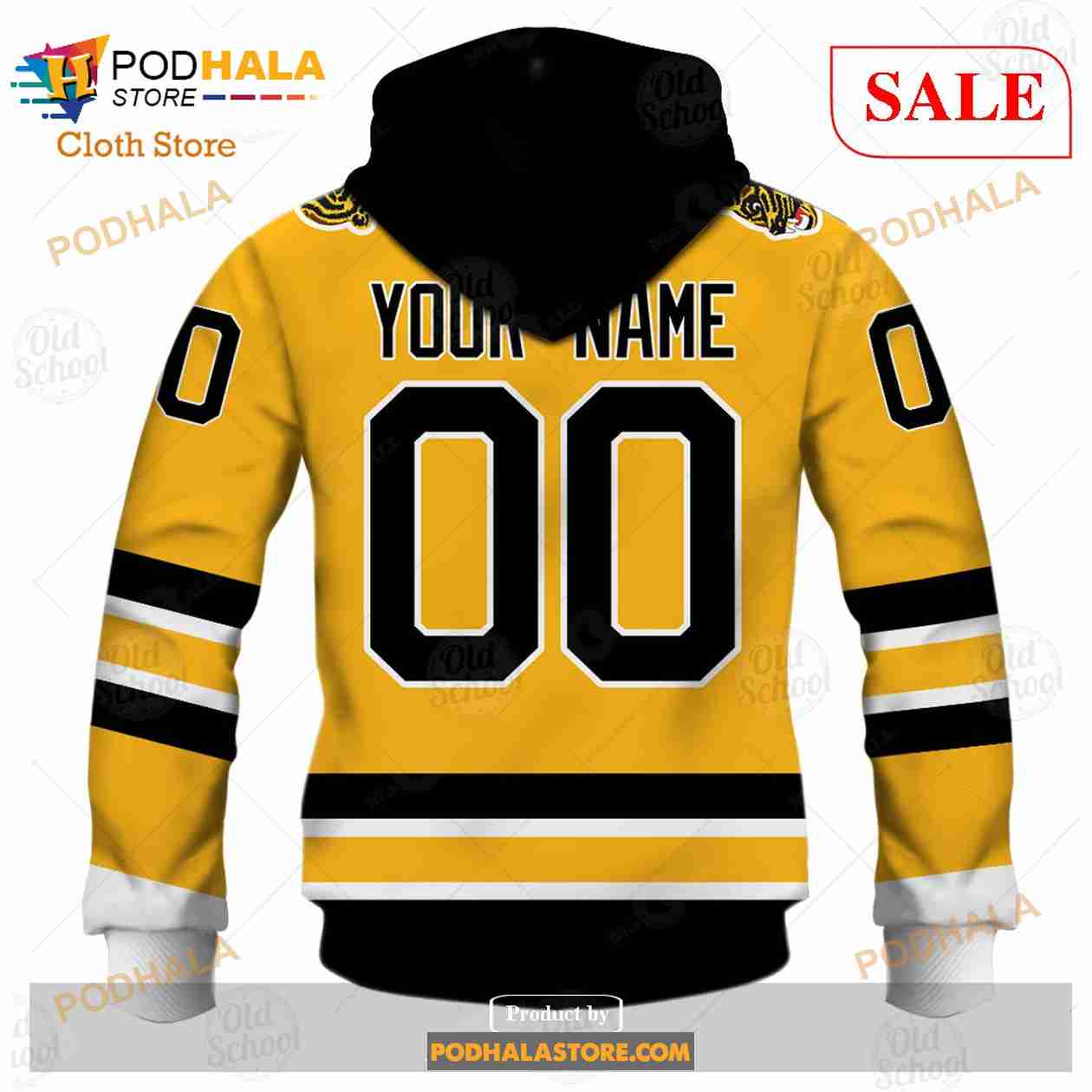 NHL Boston Bruins Custom Name Number Retro Yellow Jersey Fleece