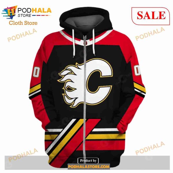 Custom Name And Number NHL Calgary Flames Shirt Sweatshirt Hoodie 3D